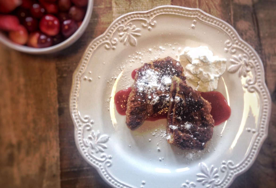 Stuffed Croissant French Toast with Almond Crust