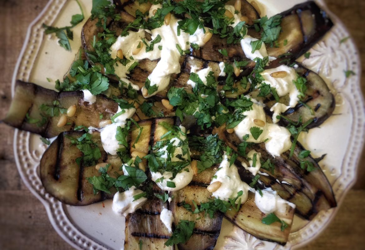 Grilled Aubergine with Walnut Yoghurt