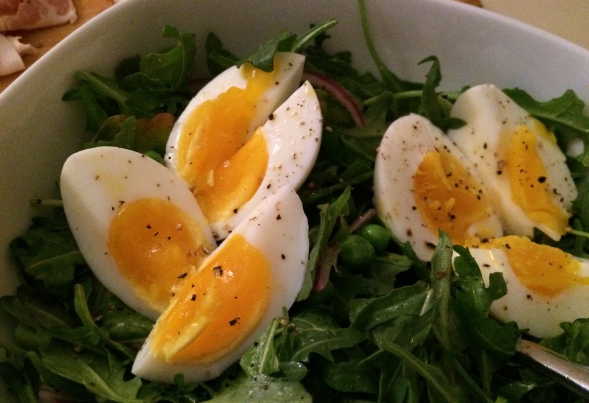 Soft Boiled Egg, Pea, and Rocket Salad