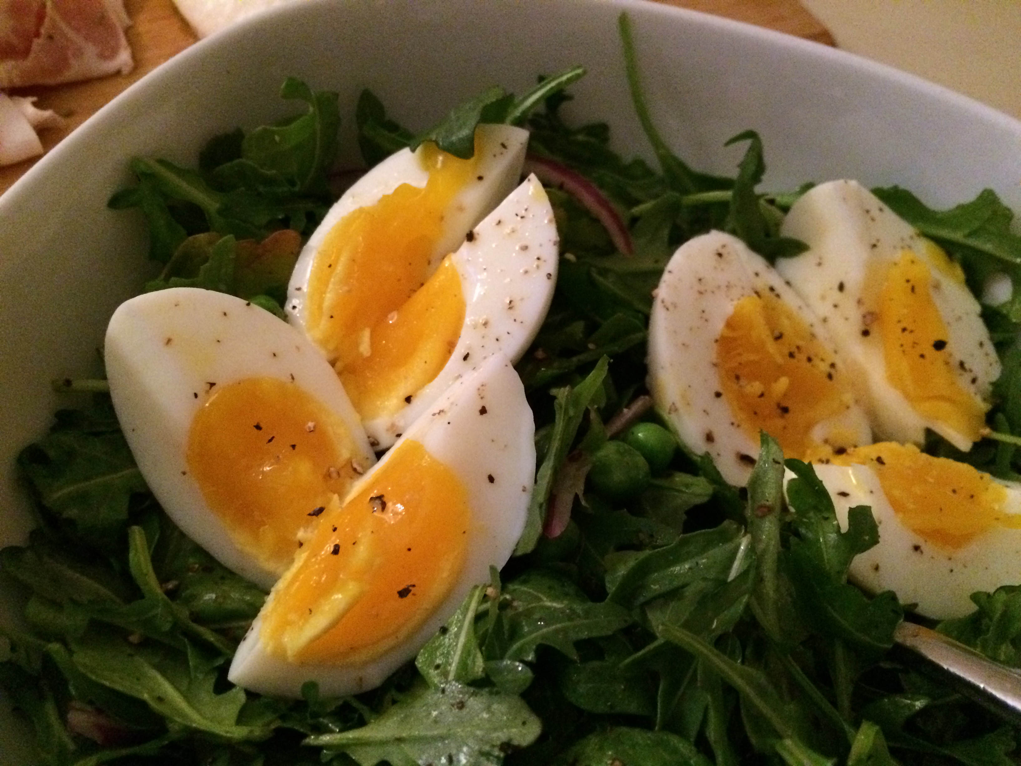 Soft Boiled Egg and Pea Salad