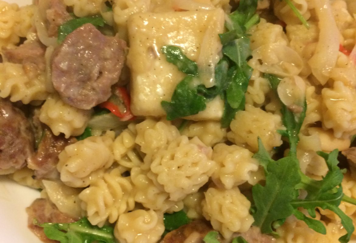 Creamy White Bean, Sausage, Rocket Pasta