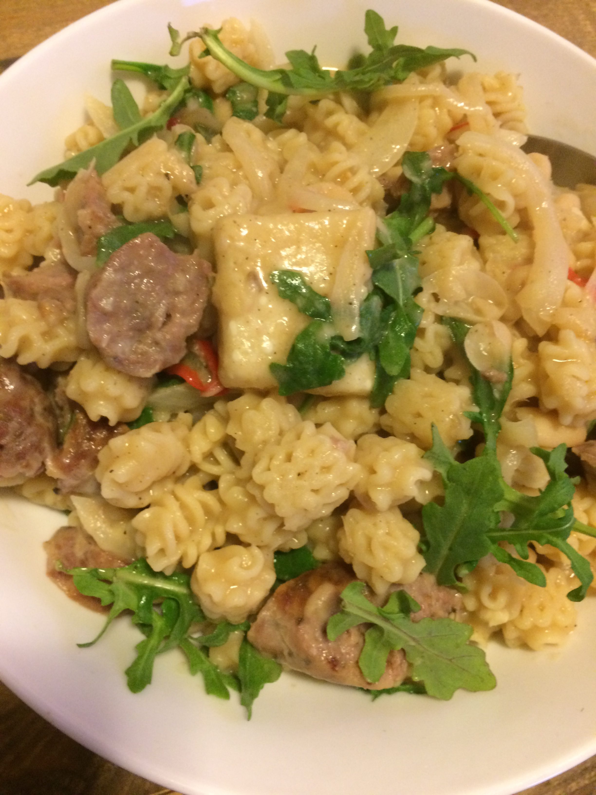 Creamy White Bean, Sausage, and Rocket Pasta