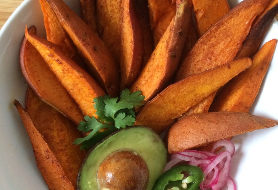 Oven Roasted Spicy Sweet Potato Wedges