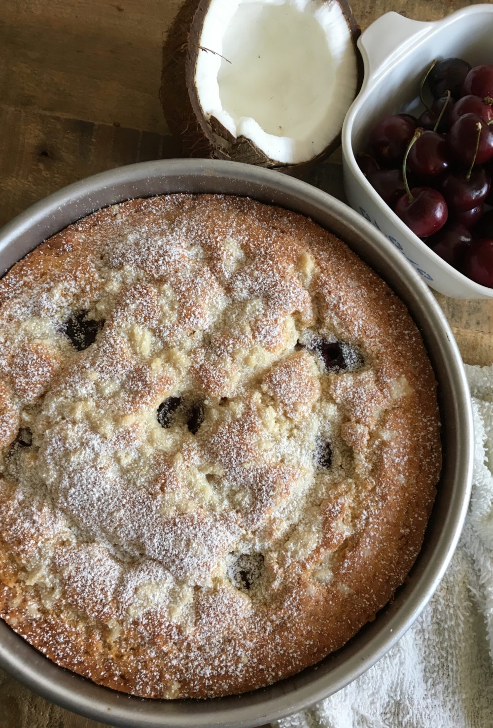 Fresh Cherry and Coconut Cake