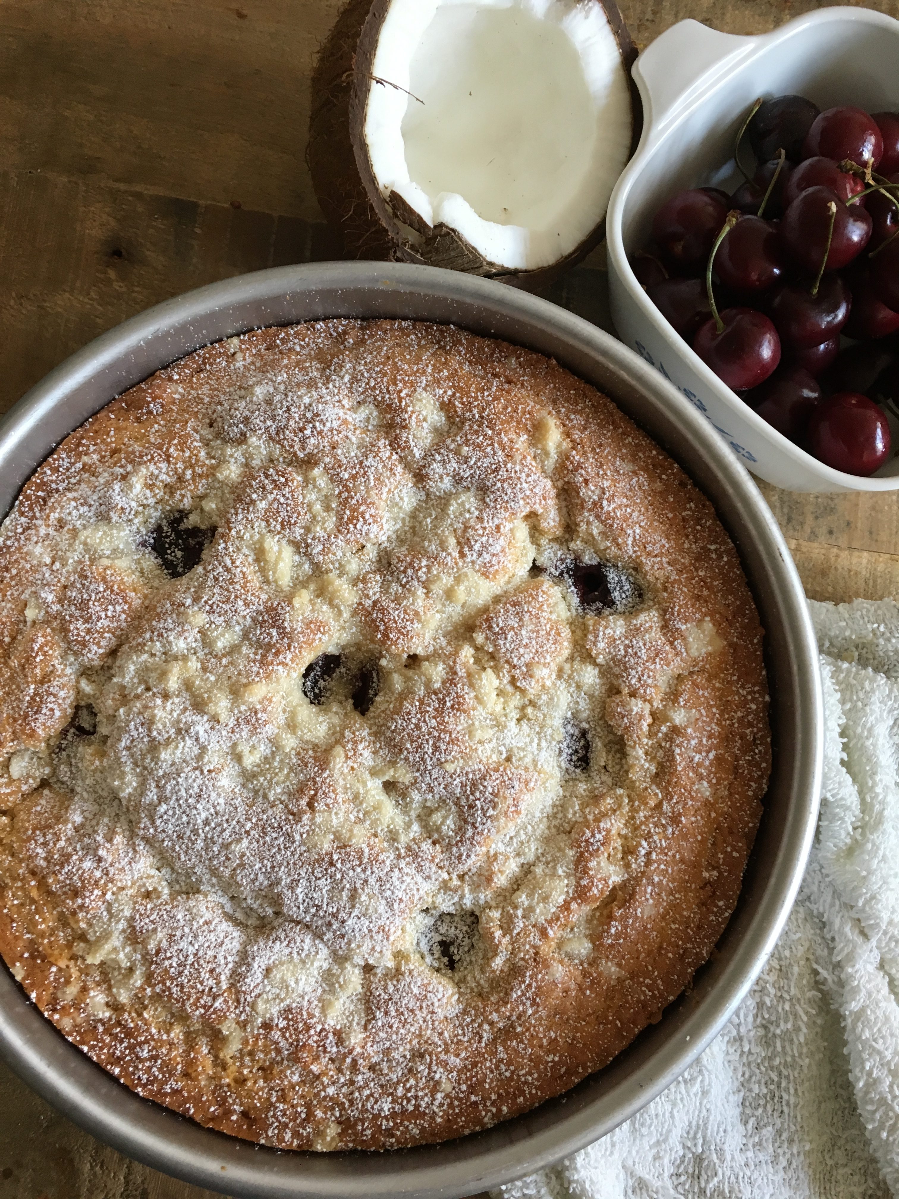 Fresh Cherry Coconut Cake