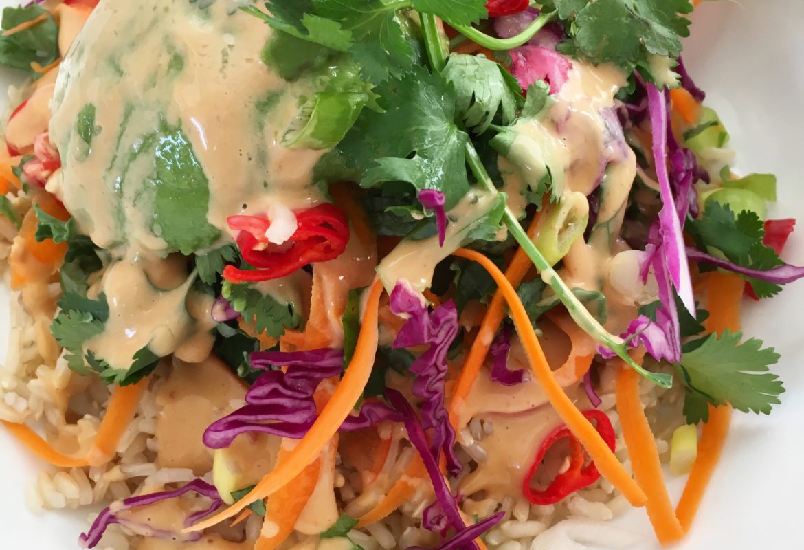 Veggie Buddha Bowl with Peanut Coconut Dressing