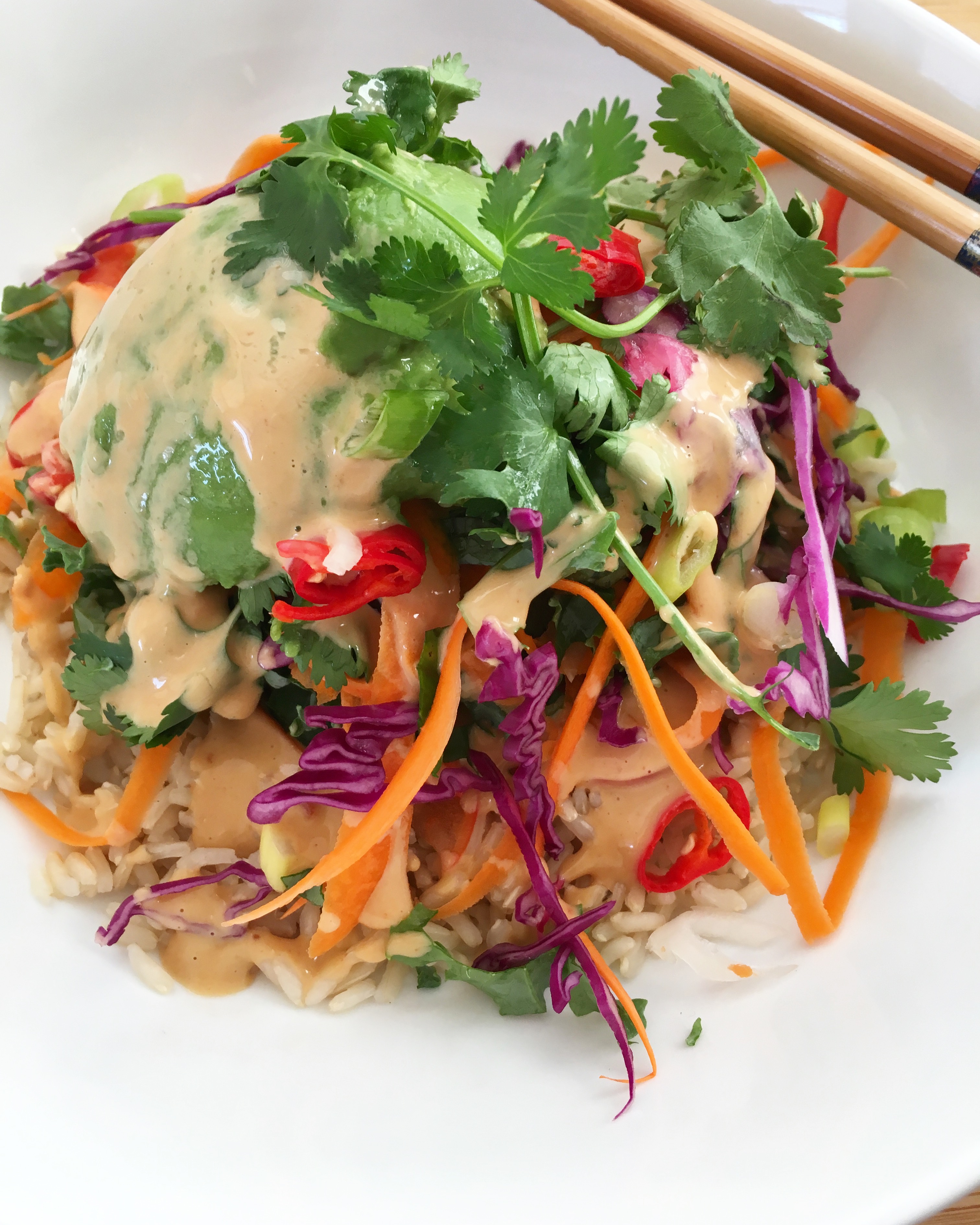 Veggie Buddah Bowl with Peanut Coconut Dressing