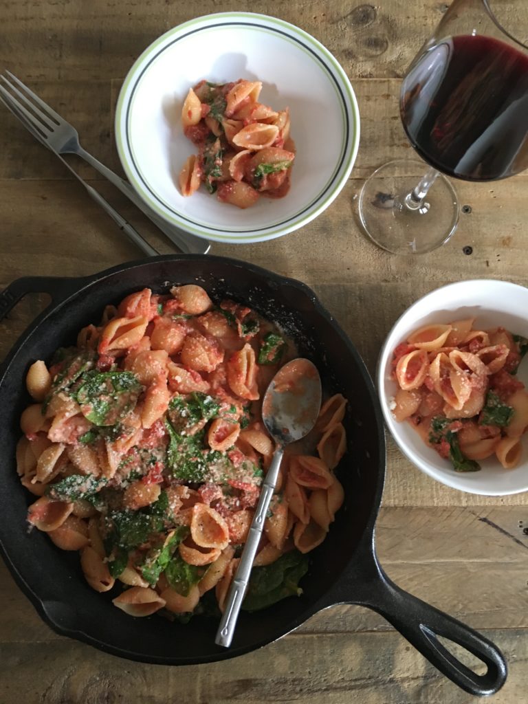 Creamy Tomato and Spinach Pasta with Wine