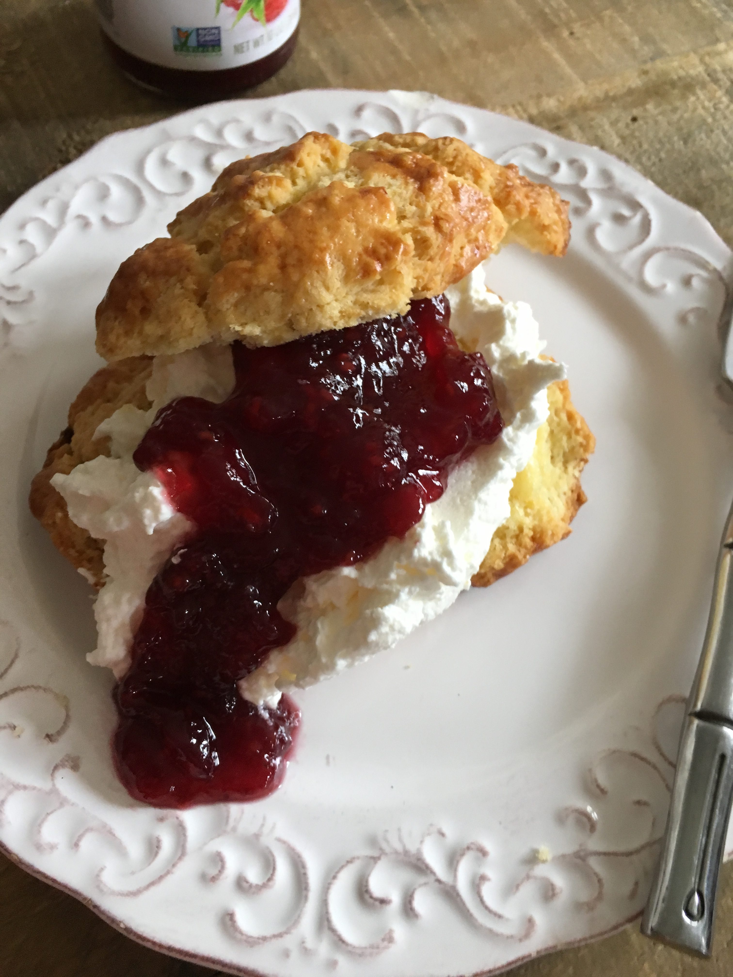 Cream and Raspberry Jam Scone