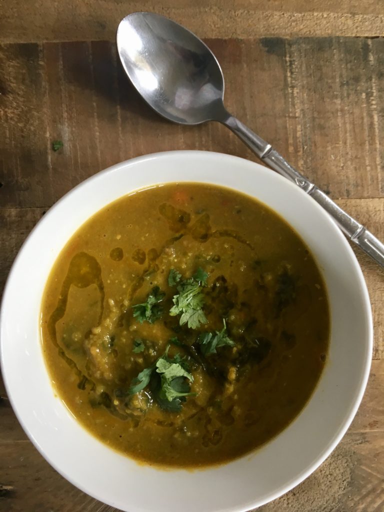 Spiced Lentil Soup with Mint and Coriander Drizzle