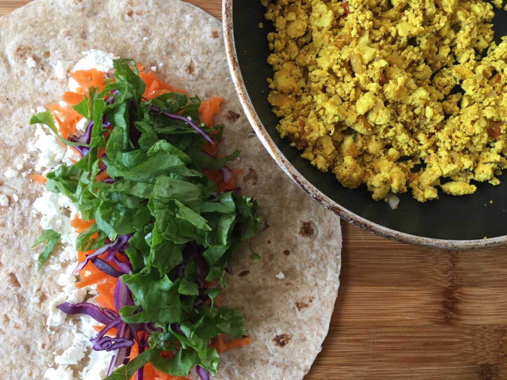 Tofu Scramble and Goat Cheese Wrap