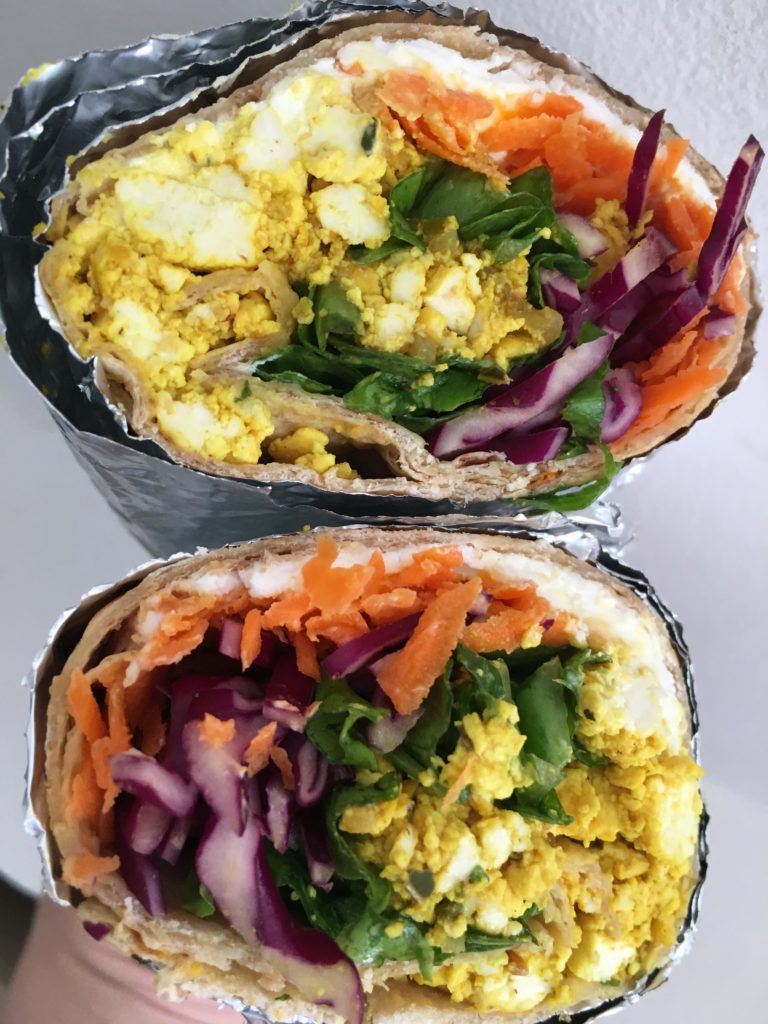 Tofu Scramble and Goat Cheese Wrap